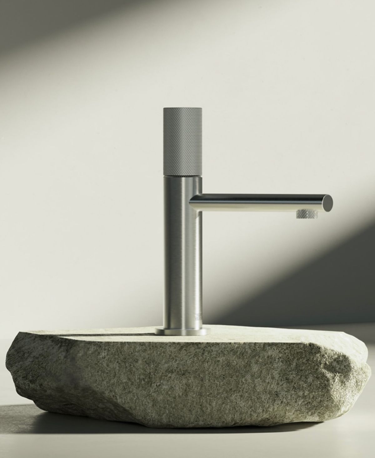 Brushed nickel faucet with minimalist design